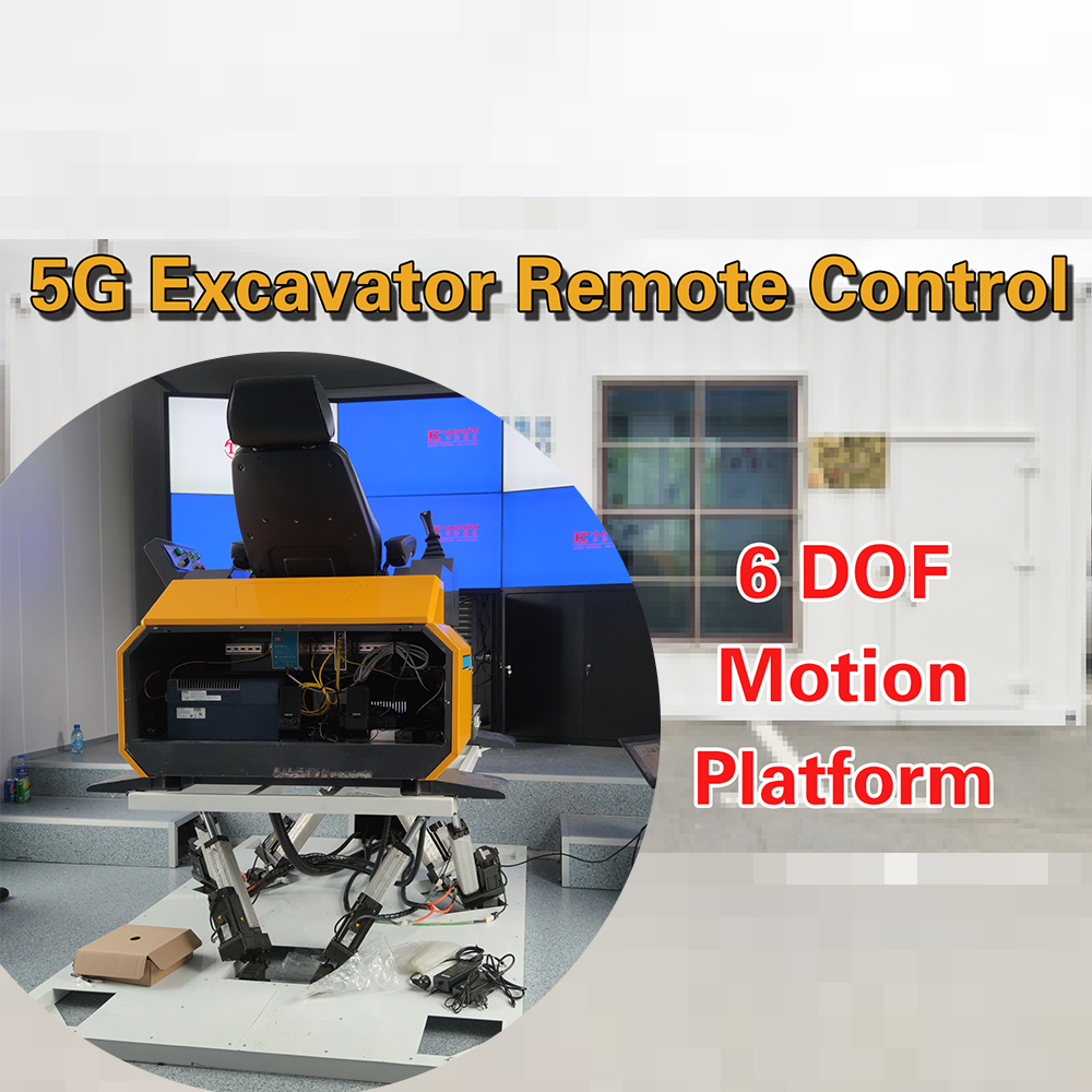 5G remote control: 6dof motion platform excavator remote driving simulation